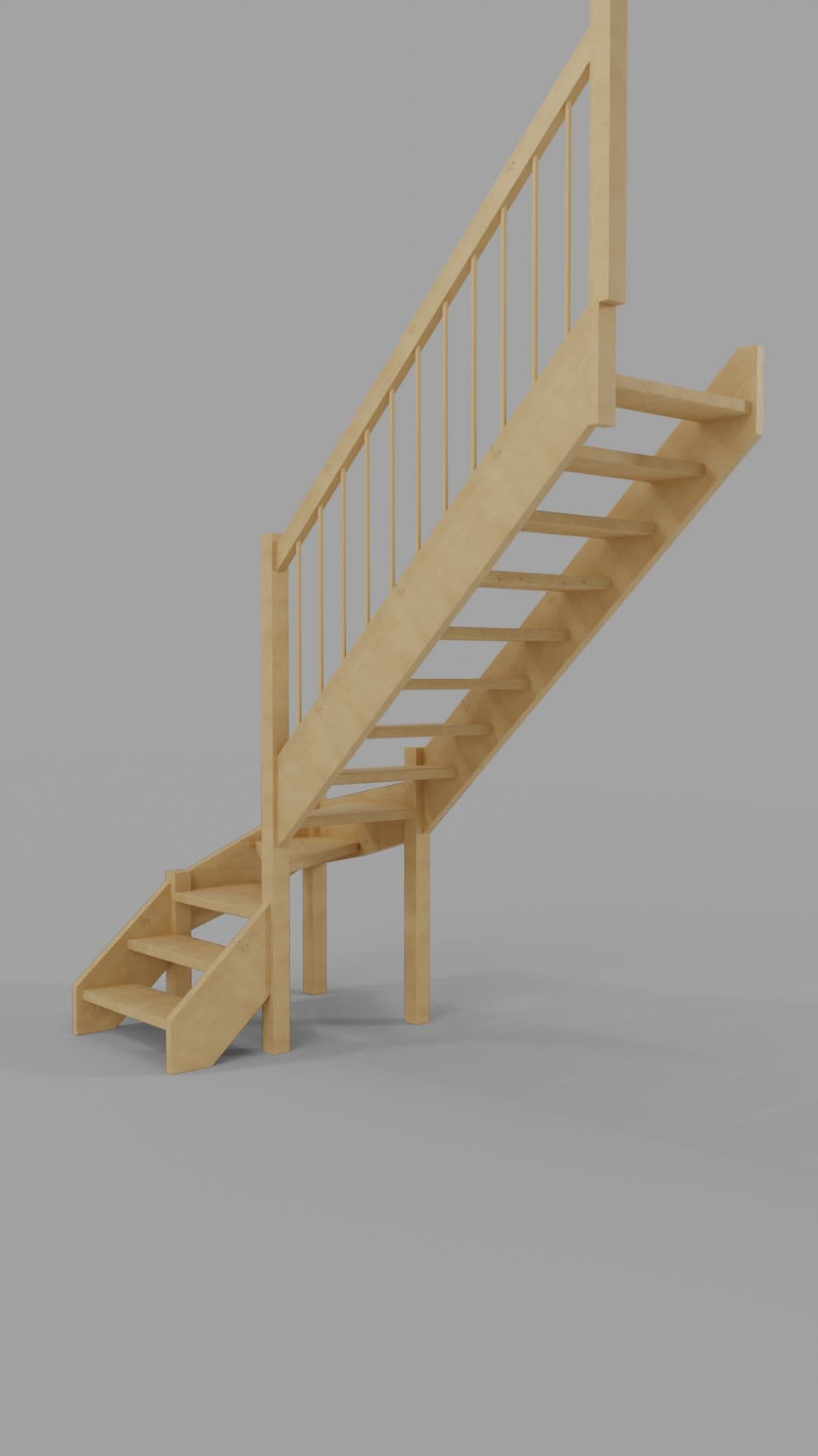 Деревянная лестница из сосны 3 метра дополнительный вид с первого этажа